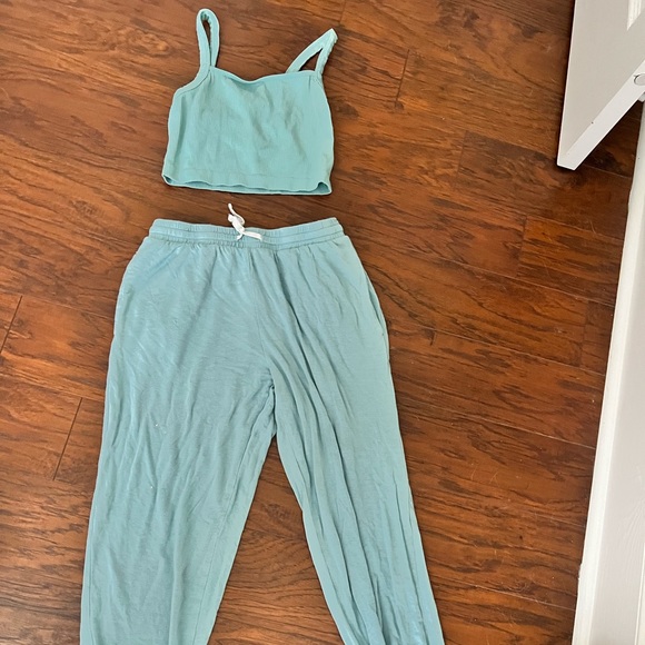 Teal Blue Colsie 3 Piece Matching Set - Bralette, Shorts, Pants - Picture 3 of 9